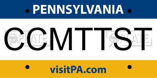 CCMTTST Pennsylvania License Plate