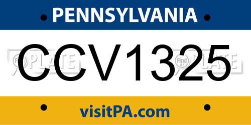 CCV1325 Pennsylvania License Plate