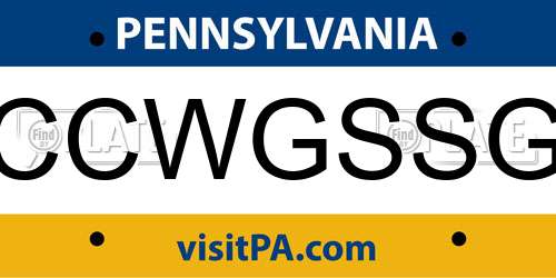 CCWGSSG Pennsylvania License Plate