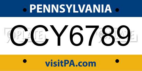 CCY6789 Pennsylvania License Plate