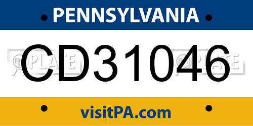 CD31046 Pennsylvania License Plate