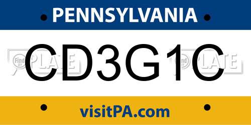 CD3G1C Pennsylvania License Plate