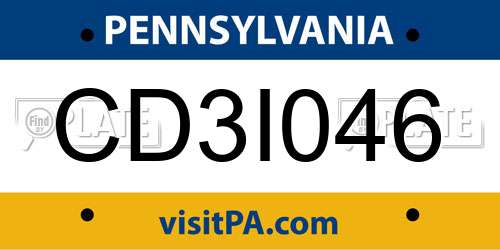CD3I046 Pennsylvania License Plate