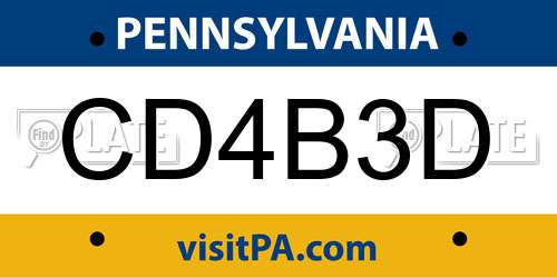 CD4B3D Pennsylvania License Plate