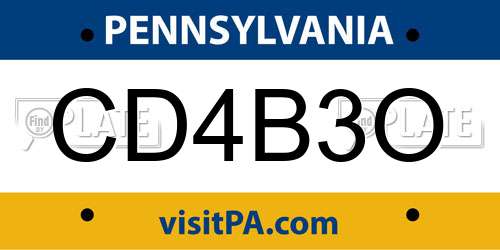CD4B3O Pennsylvania License Plate