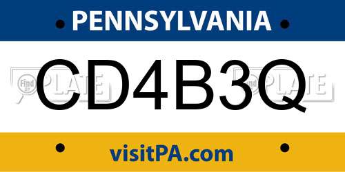 CD4B3Q Pennsylvania License Plate
