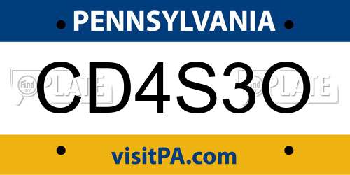 CD4S3O Pennsylvania License Plate