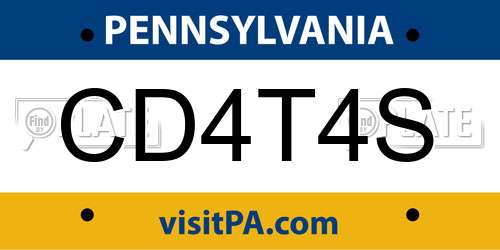 CD4T4S Pennsylvania License Plate