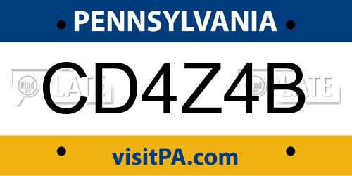 CD4Z4B Pennsylvania License Plate