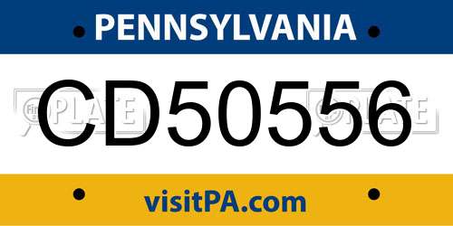 CD50556 Pennsylvania License Plate