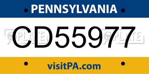 CD55977 Pennsylvania License Plate