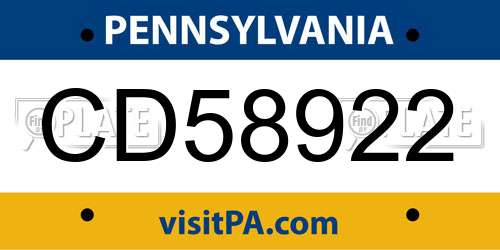 CD58922 Pennsylvania License Plate