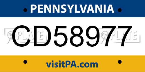 CD58977 Pennsylvania License Plate