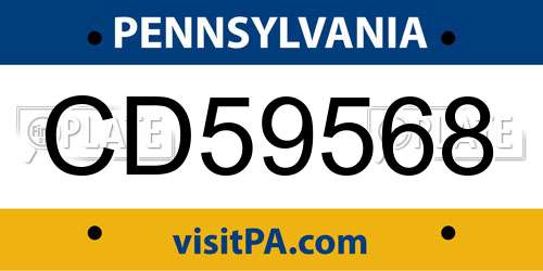 CD59568 Pennsylvania License Plate