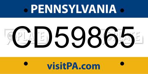 CD59865 Pennsylvania License Plate