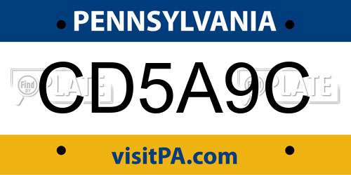 CD5A9C Pennsylvania License Plate