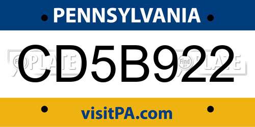 CD5B922 Pennsylvania License Plate