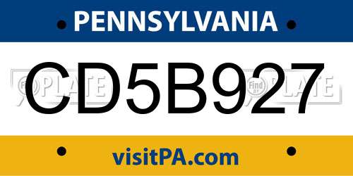 CD5B927 Pennsylvania License Plate