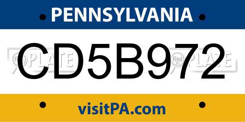 CD5B972 Pennsylvania License Plate