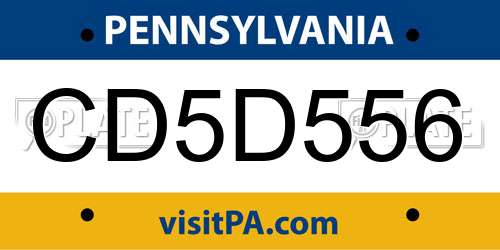 CD5D556 Pennsylvania License Plate
