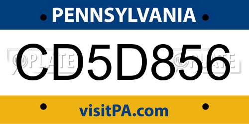 CD5D856 Pennsylvania License Plate
