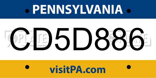 CD5D886 Pennsylvania License Plate