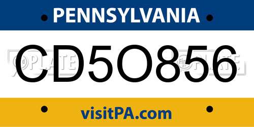 CD5O856 Pennsylvania License Plate