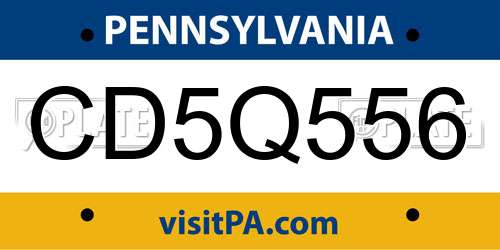 CD5Q556 Pennsylvania License Plate