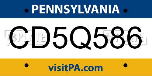 CD5Q586 Pennsylvania License Plate