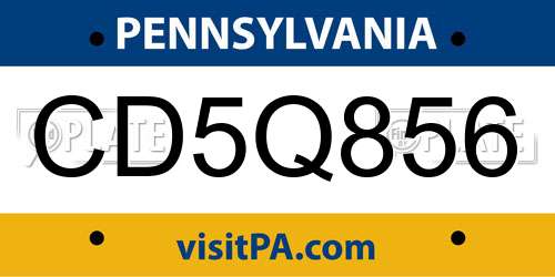CD5Q856 Pennsylvania License Plate