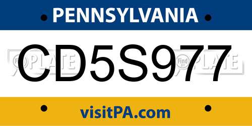 CD5S977 Pennsylvania License Plate