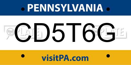 CD5T6G Pennsylvania License Plate