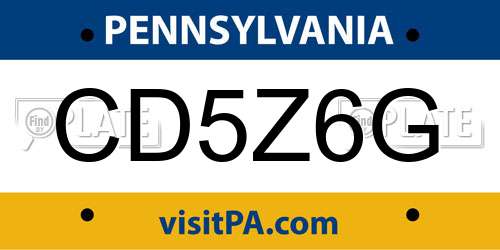 CD5Z6G Pennsylvania License Plate