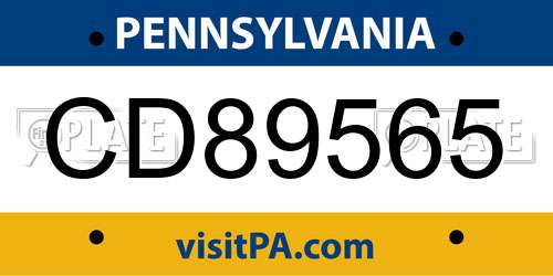 CD89565 Pennsylvania License Plate