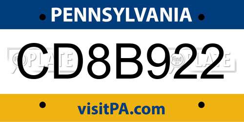 CD8B922 Pennsylvania License Plate