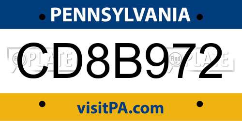 CD8B972 Pennsylvania License Plate