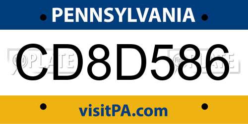 CD8D586 Pennsylvania License Plate
