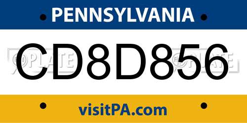 CD8D856 Pennsylvania License Plate