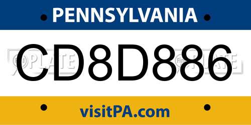 CD8D886 Pennsylvania License Plate