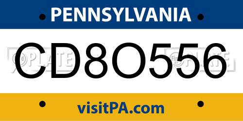 CD8O556 Pennsylvania License Plate