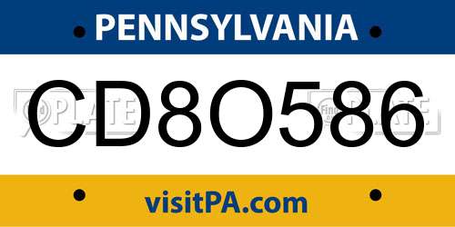 CD8O586 Pennsylvania License Plate