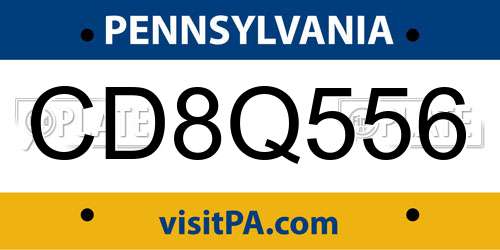 CD8Q556 Pennsylvania License Plate