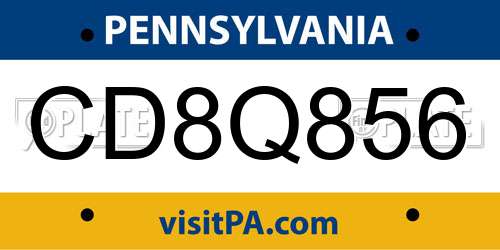 CD8Q856 Pennsylvania License Plate