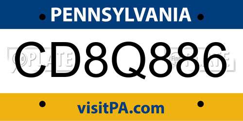 CD8Q886 Pennsylvania License Plate