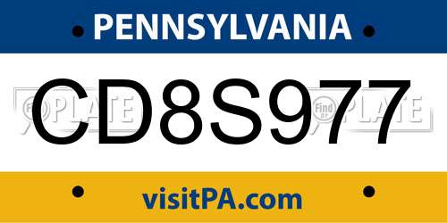 CD8S977 Pennsylvania License Plate