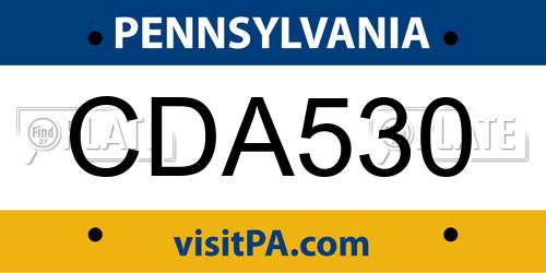 CDA530 Pennsylvania License Plate