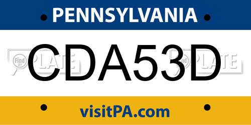 CDA53D Pennsylvania License Plate