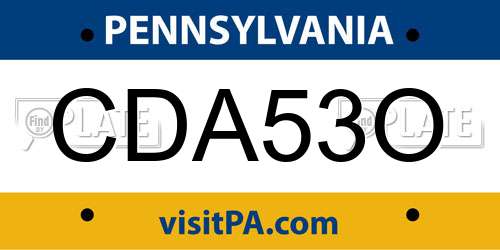 CDA53O Pennsylvania License Plate