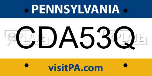 CDA53Q Pennsylvania License Plate