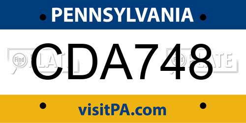 CDA748 Pennsylvania License Plate